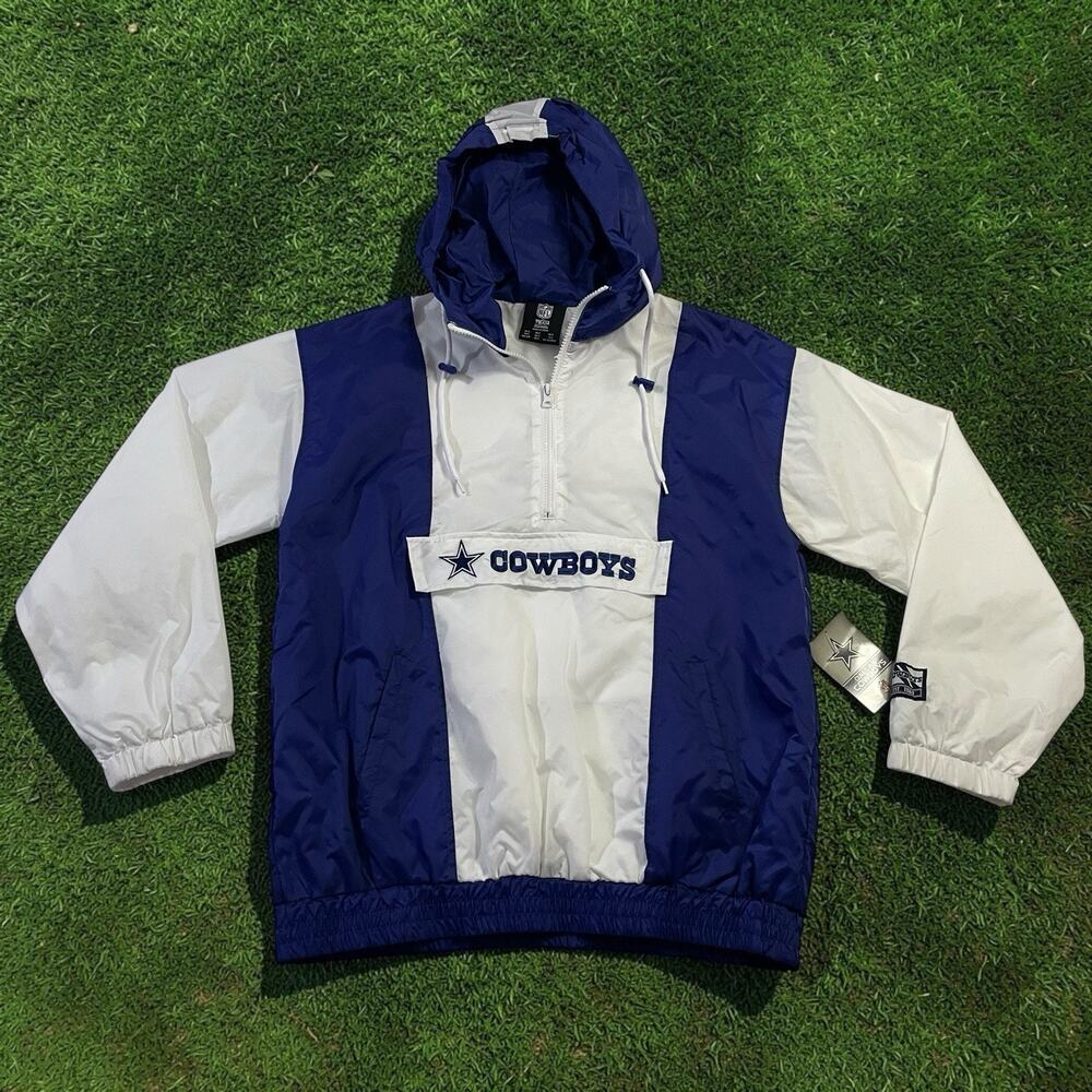 NWT Dallas Cowboys NFL Team Apparel Half-Zip Hooded Windbreaker Jacket Men’s S